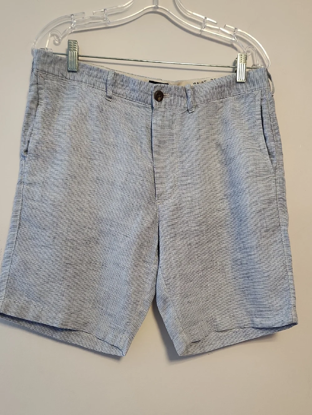 J. Crew Blue & White  Striped Inseam 9 Linen  Shorts 32 Waist